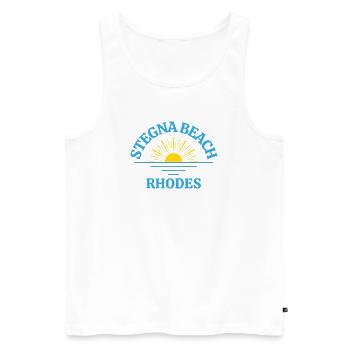 Rhodes Sunrise Beach Logo - Männer Premium Bio Tank Top - Weiß - Vorne - Michal (187cm)