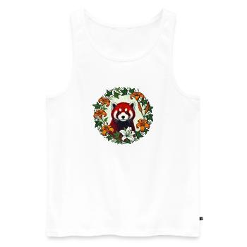 Red Panda Floral Circle - Männer Premium Bio Tank Top - Weiß - Vorne - AI Model Male 178 light (178cm)