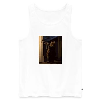Jazzkater Trompete Nacht - Männer Premium Bio Tank Top - Weiß - Vorne - AI Model Male 178 light (178cm)