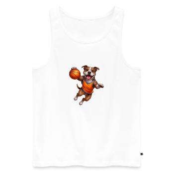 Sporty Pitbull Dog Basketball Player - Men's Premium Organic Tank Top - white - Front - Michal (187cm)