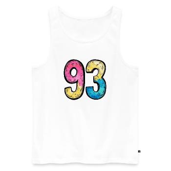 93 Zahl Bunt - Männer Premium Bio Tank Top - Weiß - Vorne - Michal (187cm)