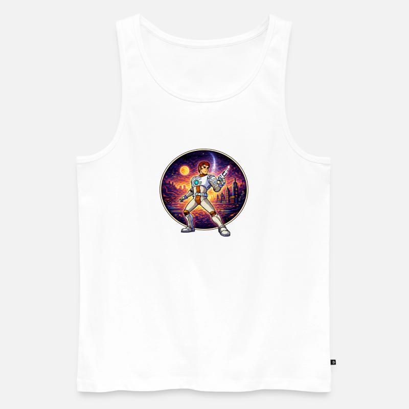 Pixel Captain – Retro Sci-Fi Hero - Männer Premium Bio Tank Top - Weiß