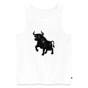 Silhouette du taureau noir avec brillance - Débardeur bio Premium Homme - blanc - Devant - Michal (187cm)