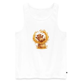 Honey-loving bear in the cauldron - Men's Premium Organic Tank Top - white - Front - Michal (187cm)