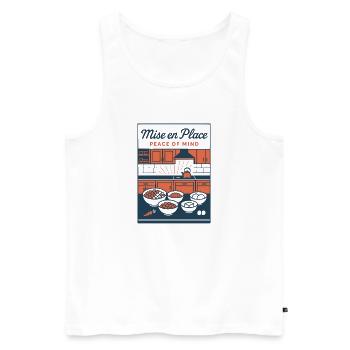 Mise en Place | Ordnung beim Kochen - Männer Premium Bio Tank Top - Weiß - Vorne - AI Model Male 178 light (178cm)
