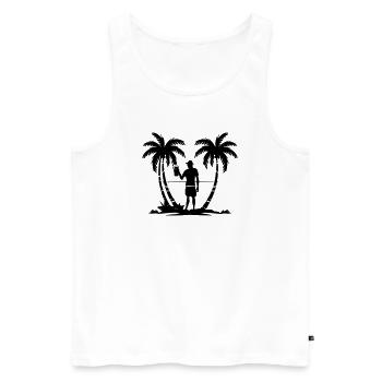 Silhouette de plage de palmiers de vacances - Débardeur bio Premium Homme - blanc - Devant - Michal (187cm)