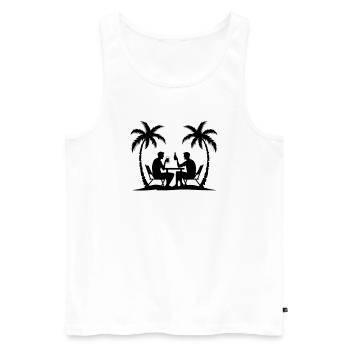Palm Trees Party Holiday Silhouette - Men's Premium Organic Tank Top - white - Front - Michal (187cm)