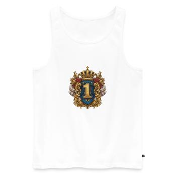 1 Nombre d’armoiries - Débardeur bio Premium Homme - blanc - Devant - Michal (187cm)