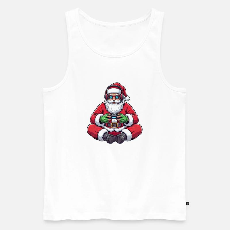 Gamer Weihnachtsmann Spielt Videospiel-Controller - Männer Premium Bio Tank Top - Weiß