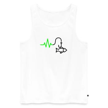 Aperçu de l’ECG Fréquence cardiaque Crochet de poisson - Débardeur bio Premium Homme - blanc - Devant - Michal (187cm)