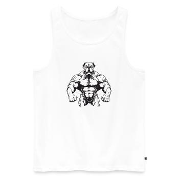 Muscles de bête canine - Débardeur bio Premium Homme - blanc - Devant - AI Model Male 178 light (178cm)