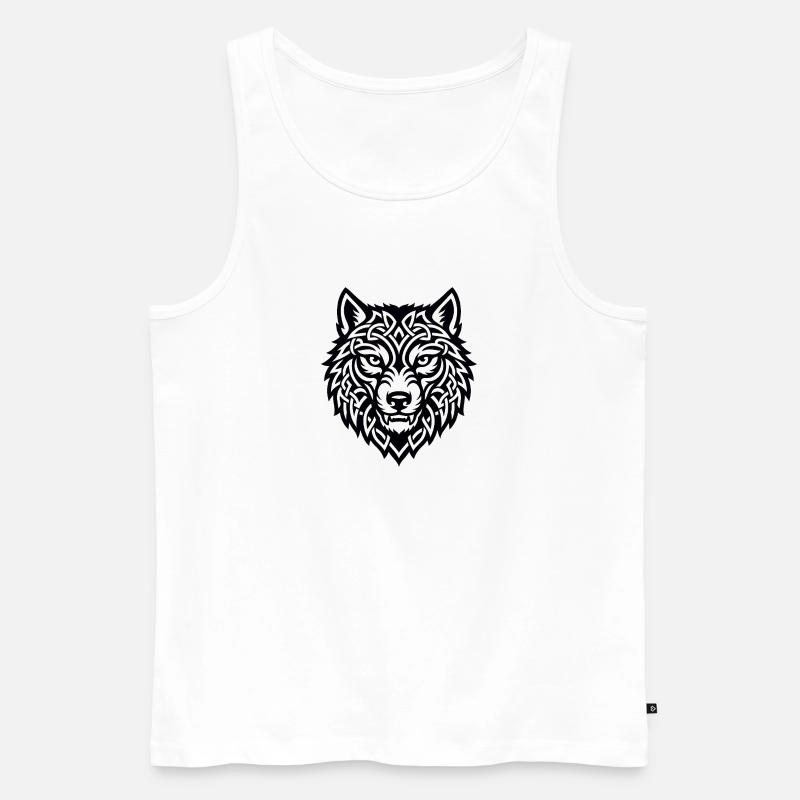 Wikingerwolf Ulfr Nordisches Kriegerdesign - Männer Premium Bio Tank Top - Weiß