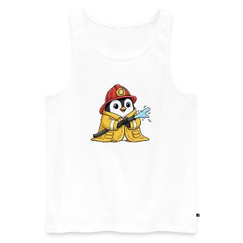 Chubby Penguin Firefighter Volunteer - Men's Premium Organic Tank Top - white - Front - Michal (187cm)