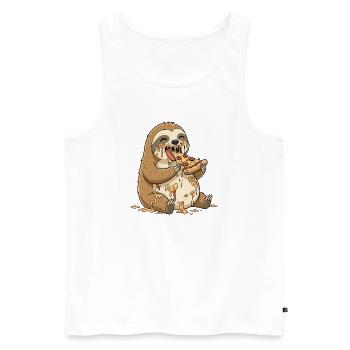 Süßer Faultier Cartoon Pizza Salami Tollpatsch - Männer Premium Bio Tank Top - Weiß - Vorne - Michal (187cm)
