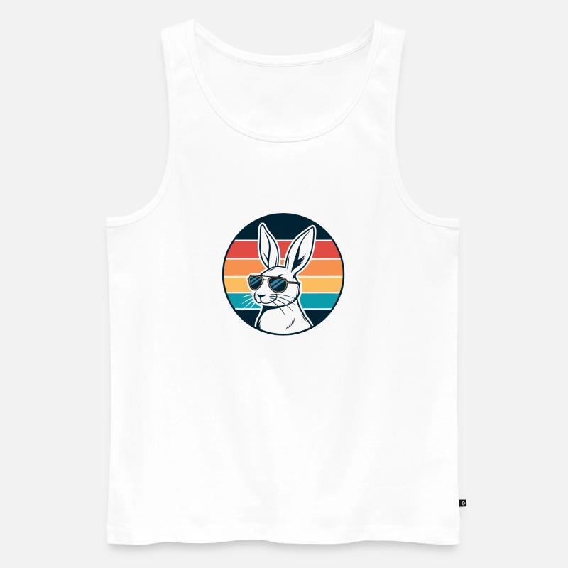 Sunny Retro Bunny mit Brille - Männer Premium Bio Tank Top - Weiß