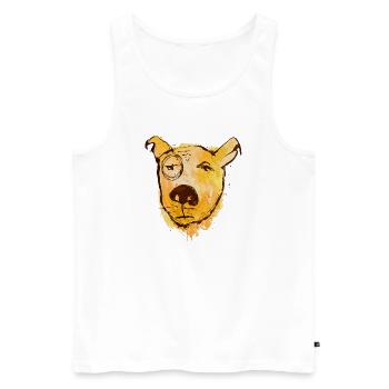 Wasserfarbenhund mit Monokel - Männer Premium Bio Tank Top - Weiß - Vorne - Michal (187cm)