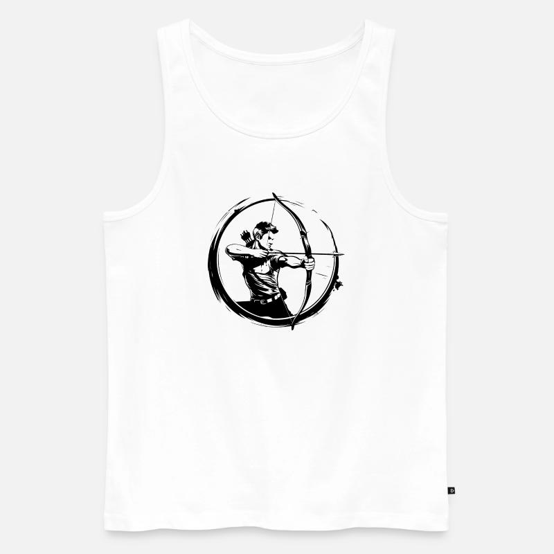 Bogenschießen Mann Silhouette - Männer Premium Bio Tank Top - Weiß