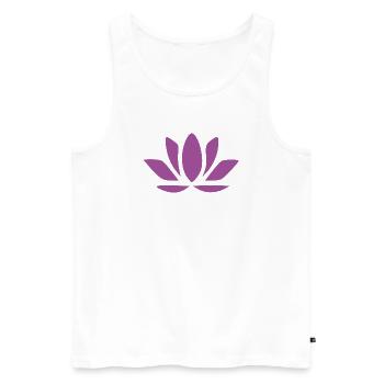 Fleur de lotus Fleur de lotus Fleur de lotus Fleur de violette Fleur de yoga - Débardeur bio Premium Homme - blanc - Devant - Michal (187cm)