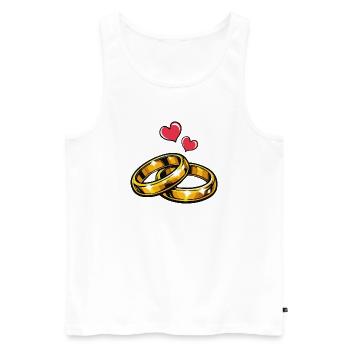 Golden Wedding Rings with Hearts - Men's Premium Organic Tank Top - white - Front - Michal (187cm)