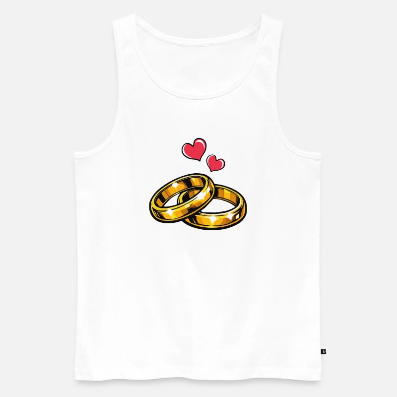 Goldene Eheringe mit Herzen - Männer Premium Bio Tank Top - Weiß