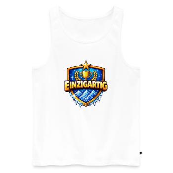 Einzigartig Trophy Wappen - Männer Premium Bio Tank Top - Weiß - Vorne - AI Model Male 178 light (178cm)