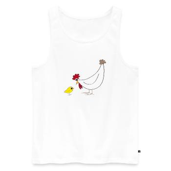 Fans de poulet - - Coq - Poulet fou - Débardeur bio Premium Homme - blanc - Devant - AI Model Male 178 light (178cm)