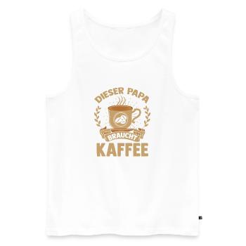 Café, Fête des pères, Papa - Débardeur bio Premium Homme - blanc - Devant - Michal (187cm)