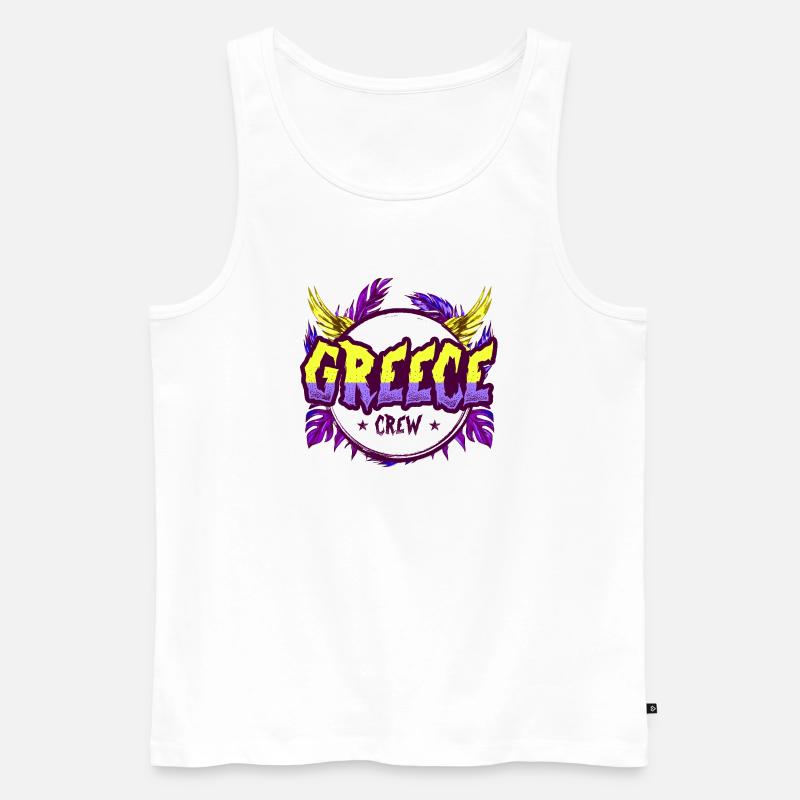 Greece Crew Bunt - Männer Premium Bio Tank Top - Weiß