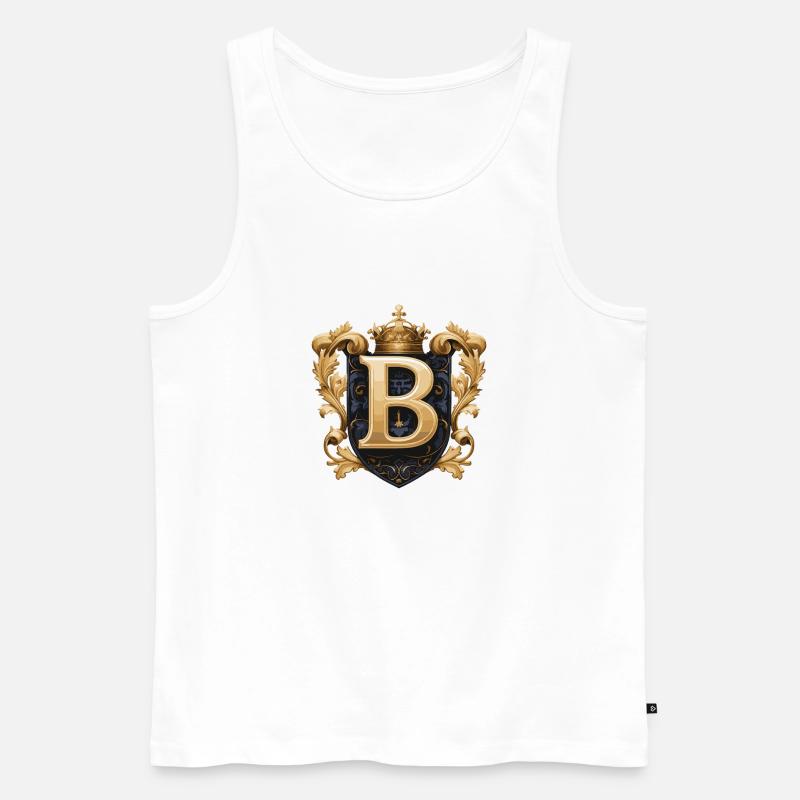 B Buchstabe Name Krone - Männer Premium Bio Tank Top - Weiß
