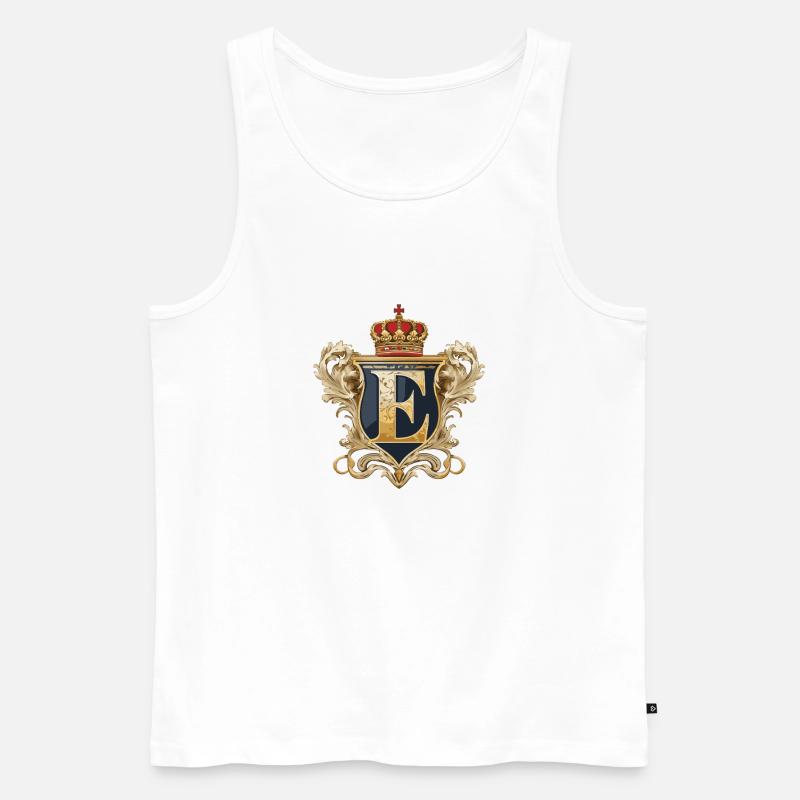 E Buchstabe Name Krone - Männer Premium Bio Tank Top - Weiß