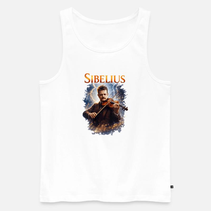 Sibelius Violine im Blitz - Männer Premium Bio Tank Top - Weiß
