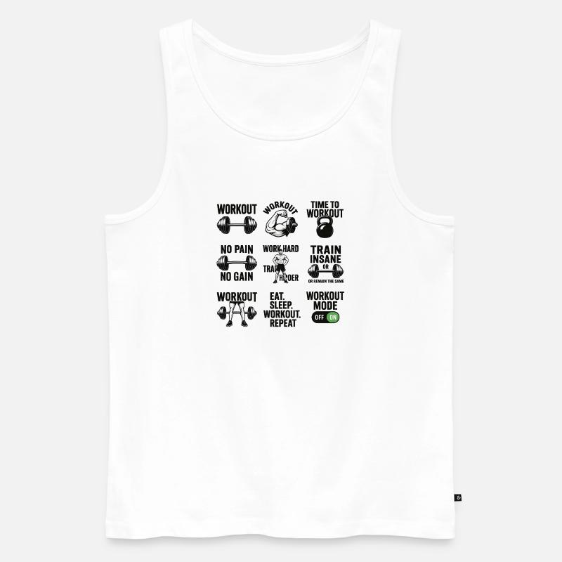 Power Gym Black Patterns Workout - Männer Premium Bio Tank Top - Weiß
