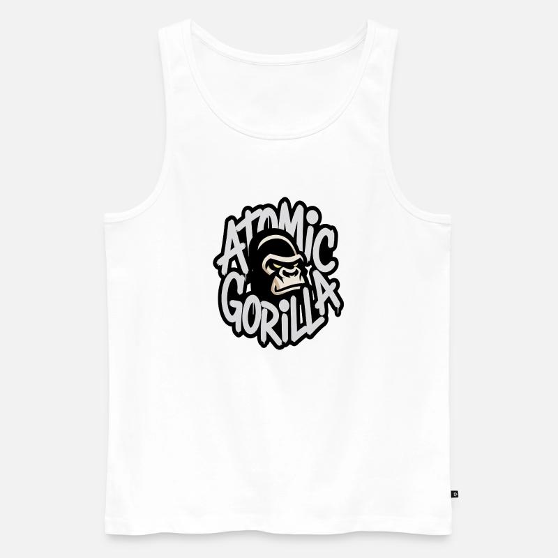Atom-Gorilla-Graffiti-Emblem - Männer Premium Bio Tank Top - Weiß