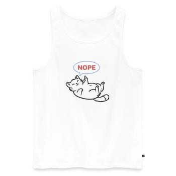 Laughing Cat Nope Middle Finger - Men's Premium Organic Tank Top - white - Front - Michal (187cm)