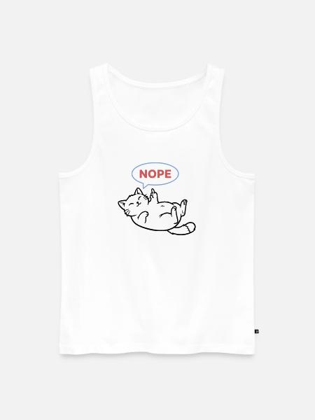 Laughing Cat Nope Middle Finger - Men's Premium Organic Tank Top - white