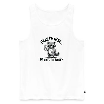 Lustiger Waschbär-Kaffee-Büro-Humor - Männer Premium Bio Tank Top - Weiß - Vorne - AI Model Male 178 light (178cm)