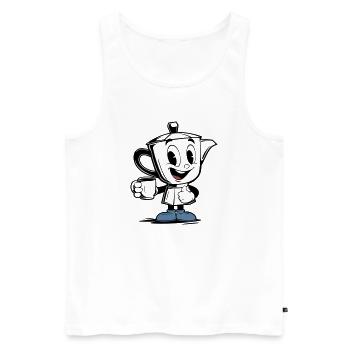 Mascotte vintage de la moka pot - Débardeur bio Premium Homme - blanc - Devant - AI Model Male 178 light (178cm)