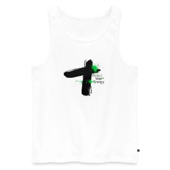 Protect Your Energy - Mindfulness Design - Men's Premium Organic Tank Top - white - Front - Michal (187cm)