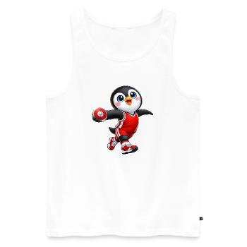 Cute Penguin Discus Throwing Sportsman Cartoon - Men's Premium Organic Tank Top - white - Front - Michal (187cm)
