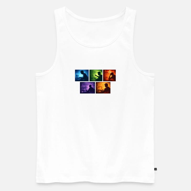 Multi-Screen Code Shadow - Men's Premium Organic Tank Top - white