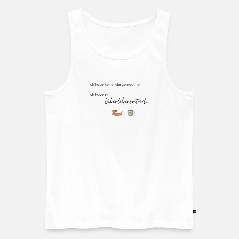 LIEBEVOLL Morgenroutine Dackel  - Männer Premium Bio Tank Top - Weiß