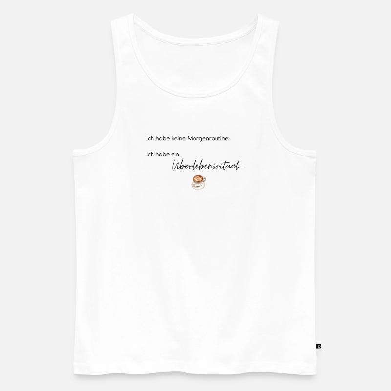 LIEBEVOLL Morgenroutine Kaffee - Männer Premium Bio Tank Top - Weiß