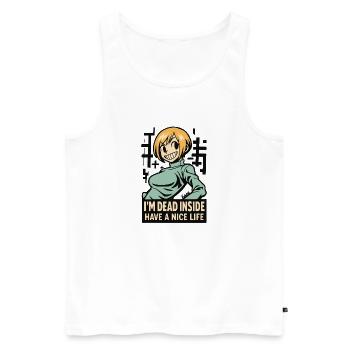 T-shirt Dead Inside Cartoon - Débardeur bio Premium Homme - blanc - Devant - Michal (187cm)