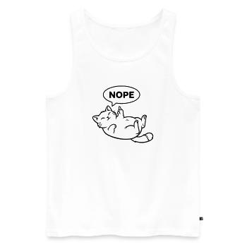 Cat Laughing Nope Outline - Men's Premium Organic Tank Top - white - Front - AI Model Male 178 light (178cm)