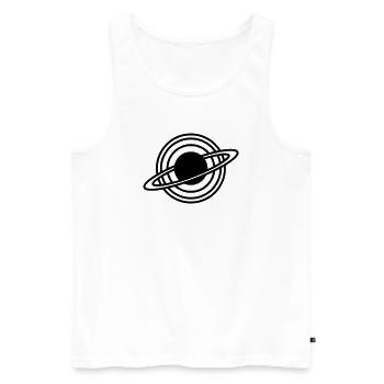Saturn Planet Ringe Silhouette - Männer Premium Bio Tank Top - Weiß - Vorne - AI Model Male 178 light (178cm)
