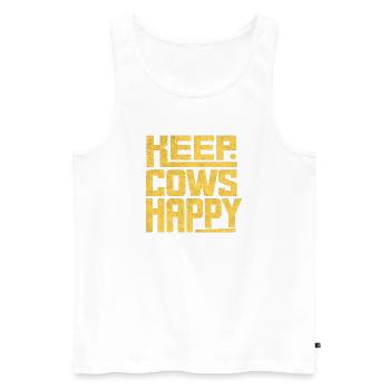Keep Cows Happy – Gift for Farmers - Men's Premium Organic Tank Top - white - Front - Michal (187cm)