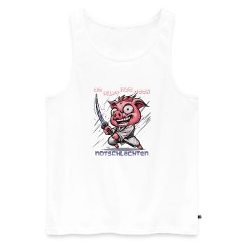 Schwein Krieger mit Katana - Männer Premium Bio Tank Top - Weiß - Vorne - Michal (187cm)