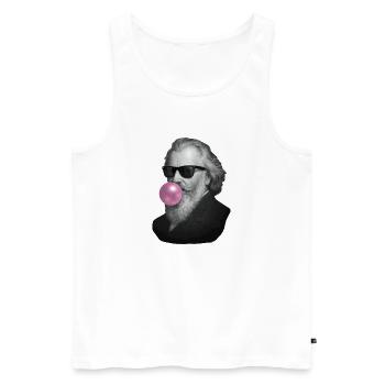 Grauer Gentleman mit Pinkem Kaugummi - Männer Premium Bio Tank Top - Weiß - Vorne - AI Model Male 178 light (178cm)