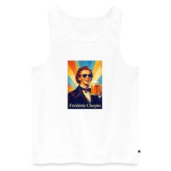 Retro Beer Portrait in Warm Sunbeams - Men's Premium Organic Tank Top - white - Front - AI Model Male 178 light (178cm)