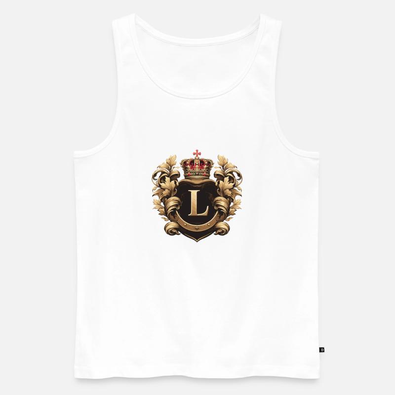 L Buchstabe Name Krone - Männer Premium Bio Tank Top - Weiß